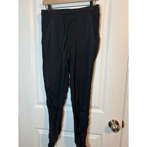 Womens Black Ribbed‎ Ruched Jogger Pants Athletic Leisure
